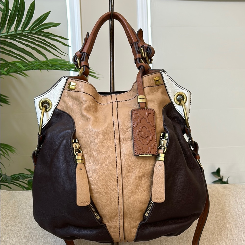 Two-Tone Leather Tote Bag